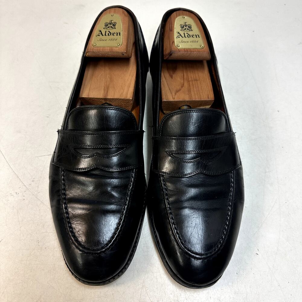 RESOLED Polo Ralph Lauren Penny Loafer Black Calf Bench Made in Italy 10 D